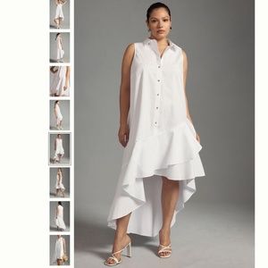 Anthropologie Sleeveless Buttondown Asymmetrical Ruffle Dress